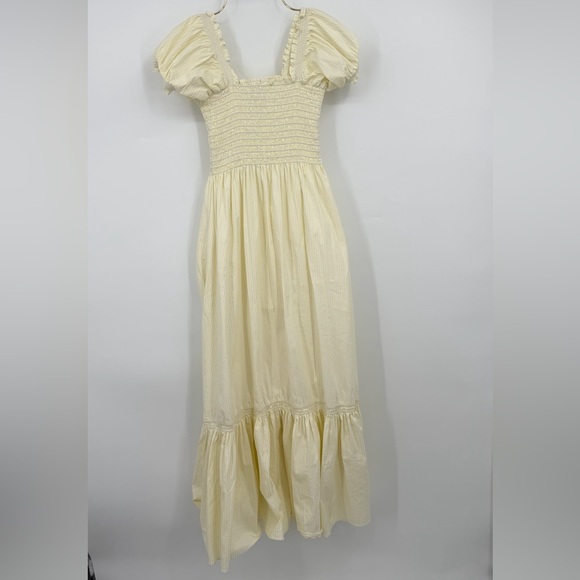 La Ligne Dresses & Skirts - La Ligne Yellow Smocked Puff Sleeve Midi Dress – Size M
